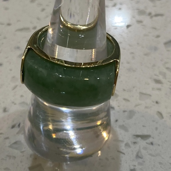 14k Solid Gold Jacket Ring + 3 Natural Jade Rings - Picture 8 of 9